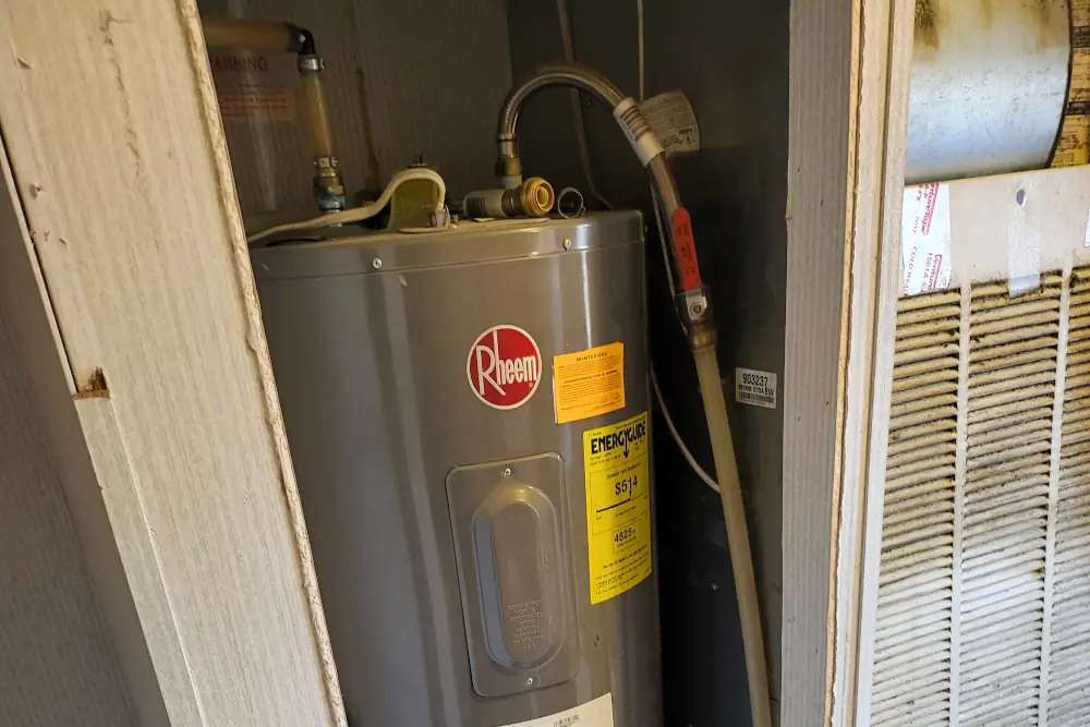 Boiler draining frequency for Pueblo West homes - Picture of boiler in a closet.