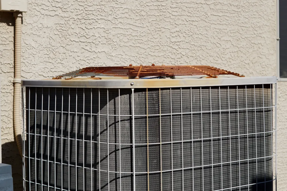 When to replace your AC in Pueblo West - Rusty top on an old air conditioning unit